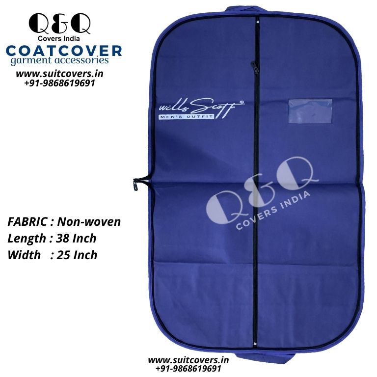 Coat Cover-Non Woven-Round Zip - blue-min