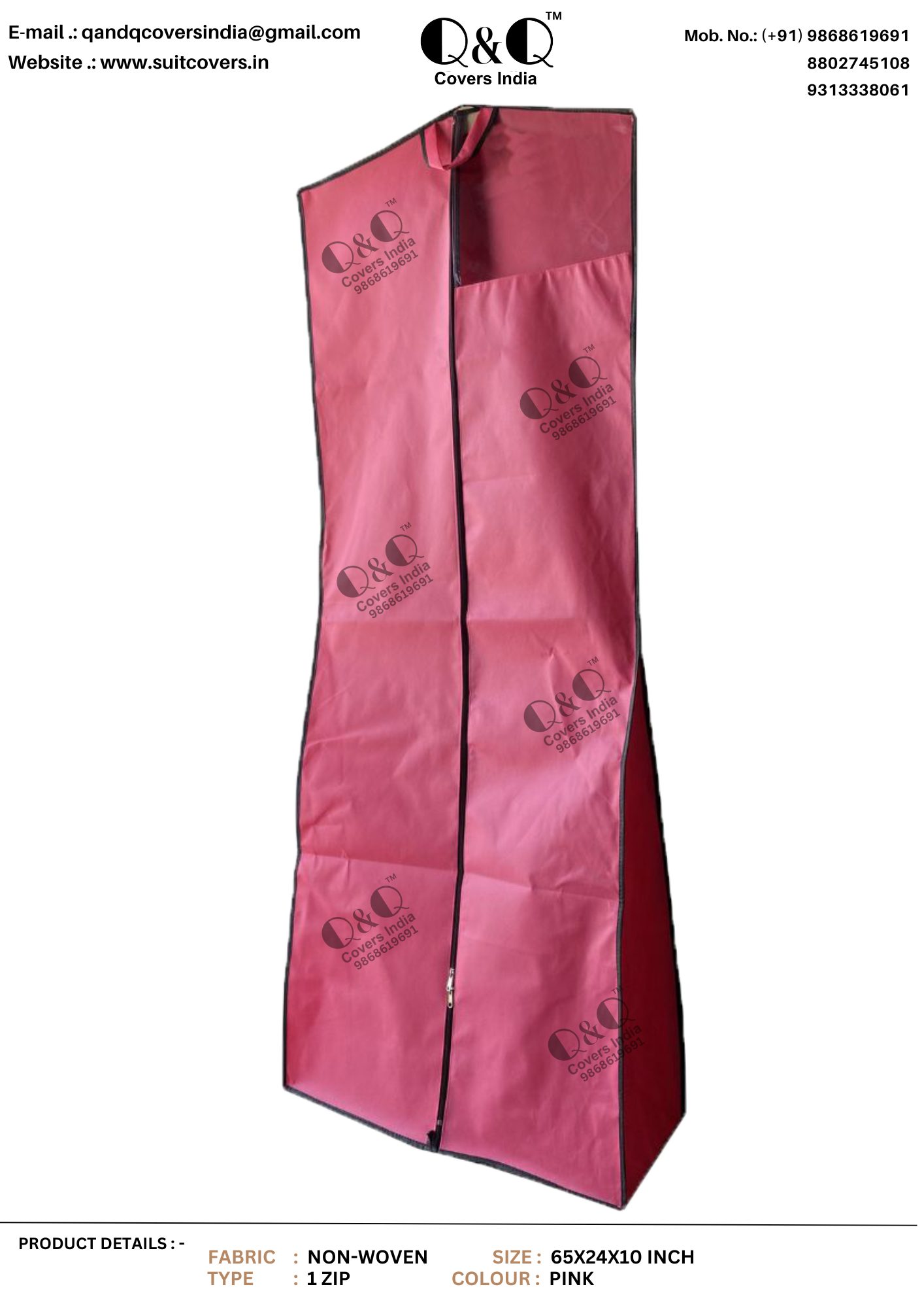 Pink Gown Cover | Full Non Woven | Q&Q Covers India