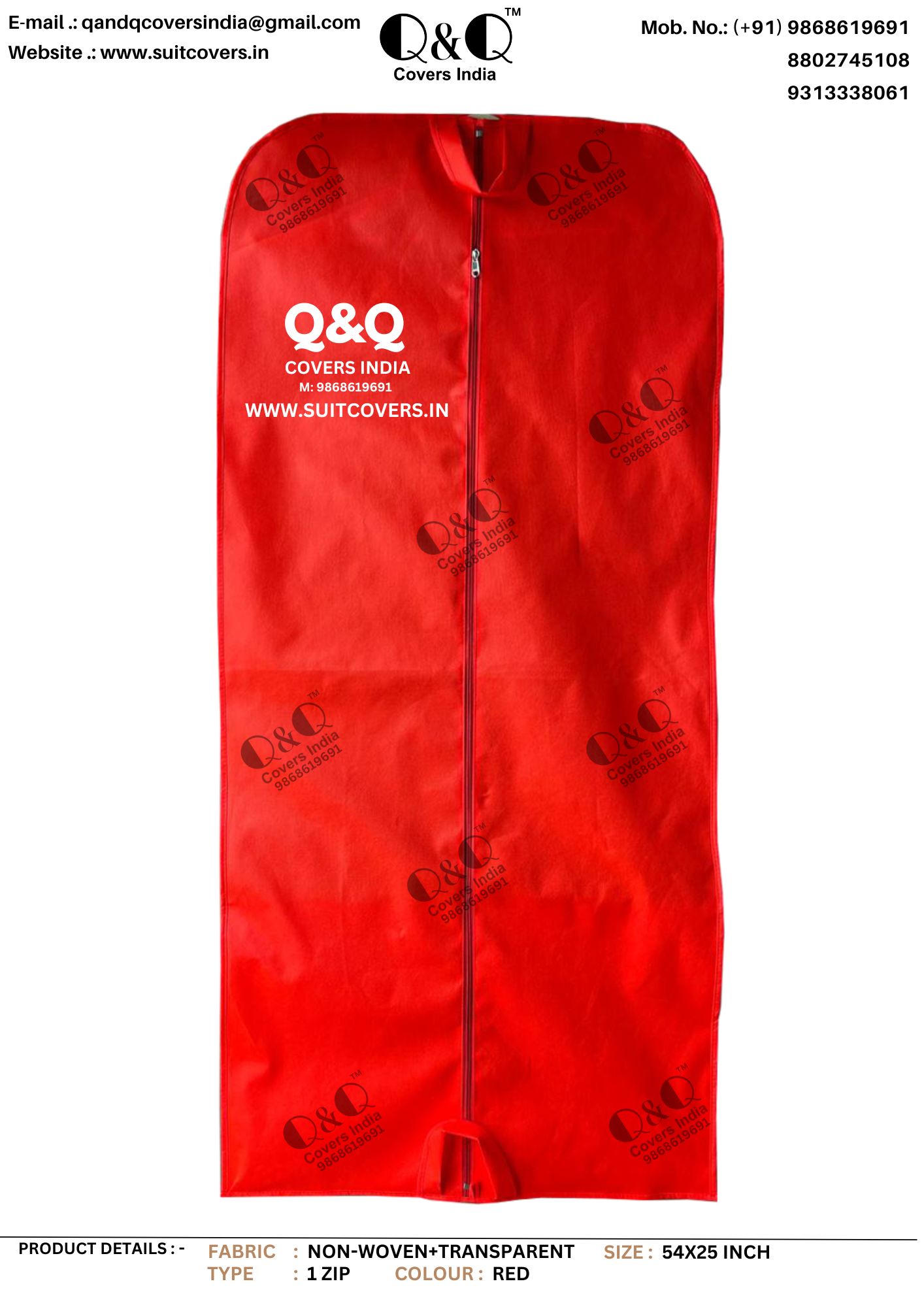 Transparent Sherwani Cover-RED - Image 2